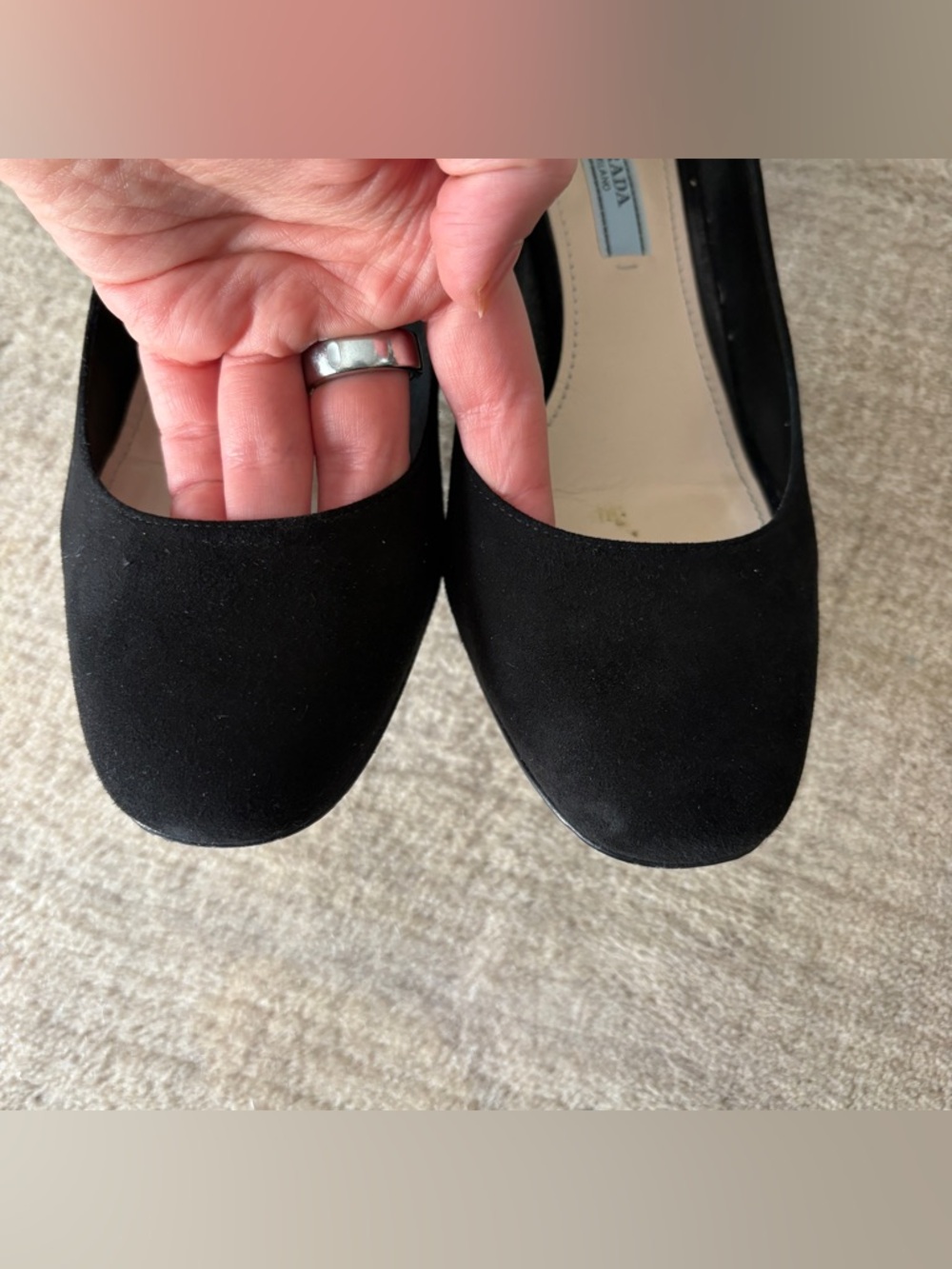 PRADA Black Suede Ankle Strap Heels 37 - Picture 4 of 9